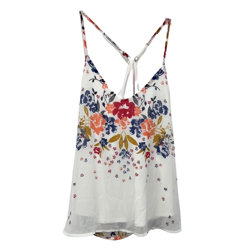 Spring / Summer White Floral Top Multicolored with Adjustable Straps